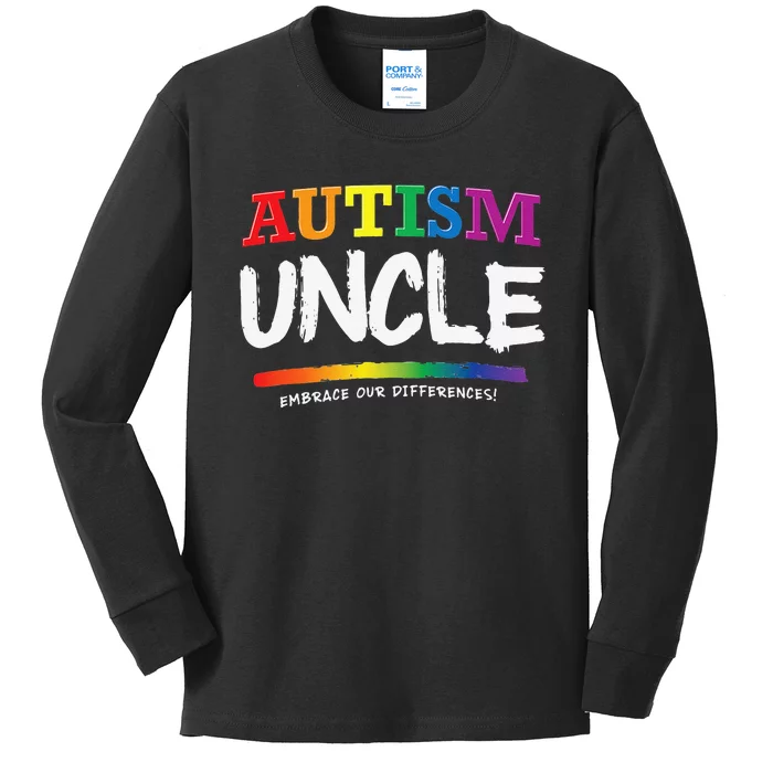 Autism Awareness Gift For Uncles, Uncle Graphic Print Kids Long Sleeve Shirt