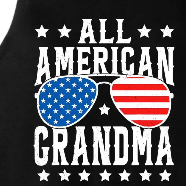 All American Grandma 4th Of July Patriotic Usa Sunglasses Ladies Tri-Blend Wicking Tank