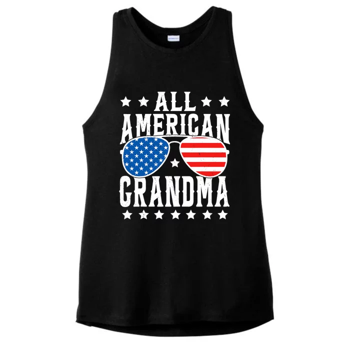 All American Grandma 4th Of July Patriotic Usa Sunglasses Ladies Tri-Blend Wicking Tank