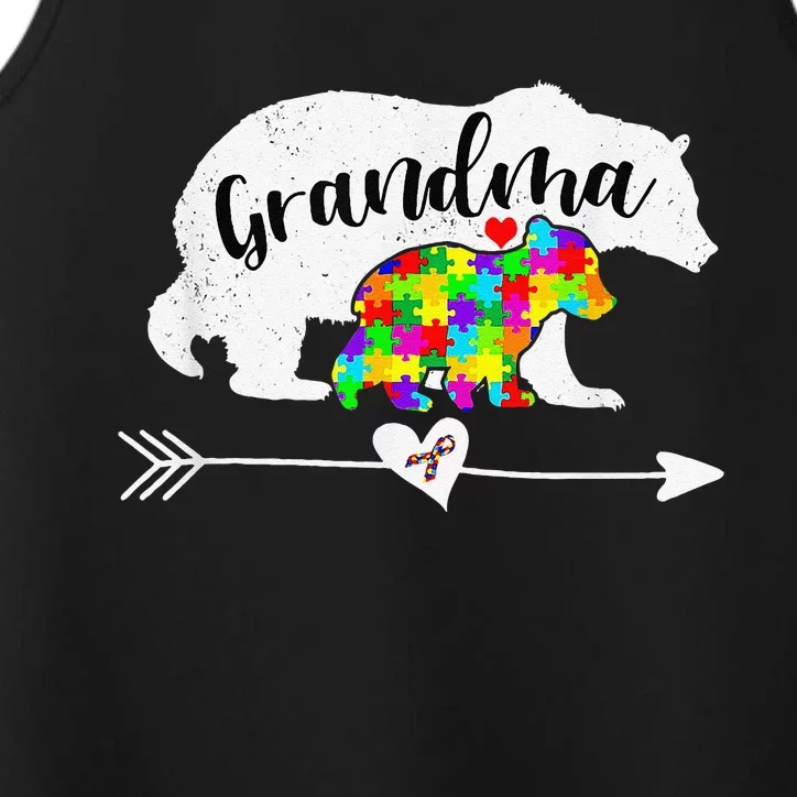 Autism Awareness Grandma Bear Support Autistic Women Performance Tank