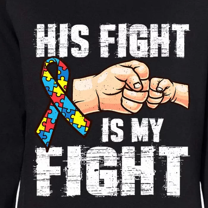 Autism Awareness Gift Autism Mom Dad His Fight Is My Fight Gift Womens California Wash Sweatshirt