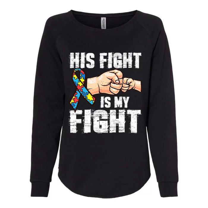 Autism Awareness Gift Autism Mom Dad His Fight Is My Fight Gift Womens California Wash Sweatshirt