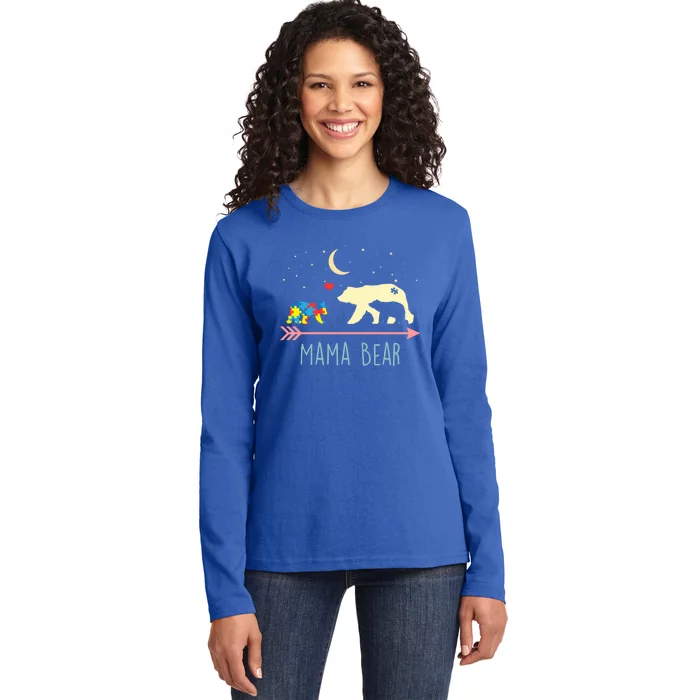 Autism Awareness Gift Mama Bear With 2 Cubs Gift Great Gift Ladies Long Sleeve Shirt