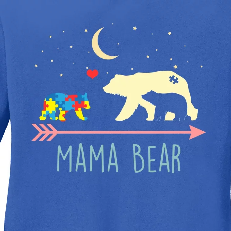 Autism Awareness Gift Mama Bear With 2 Cubs Gift Great Gift Ladies Long Sleeve Shirt