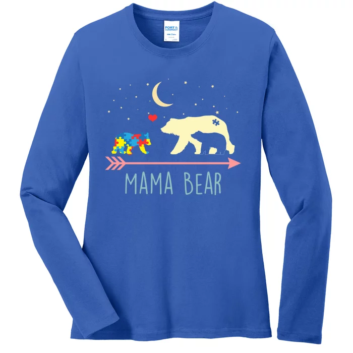 Autism Awareness Gift Mama Bear With 2 Cubs Gift Great Gift Ladies Long Sleeve Shirt