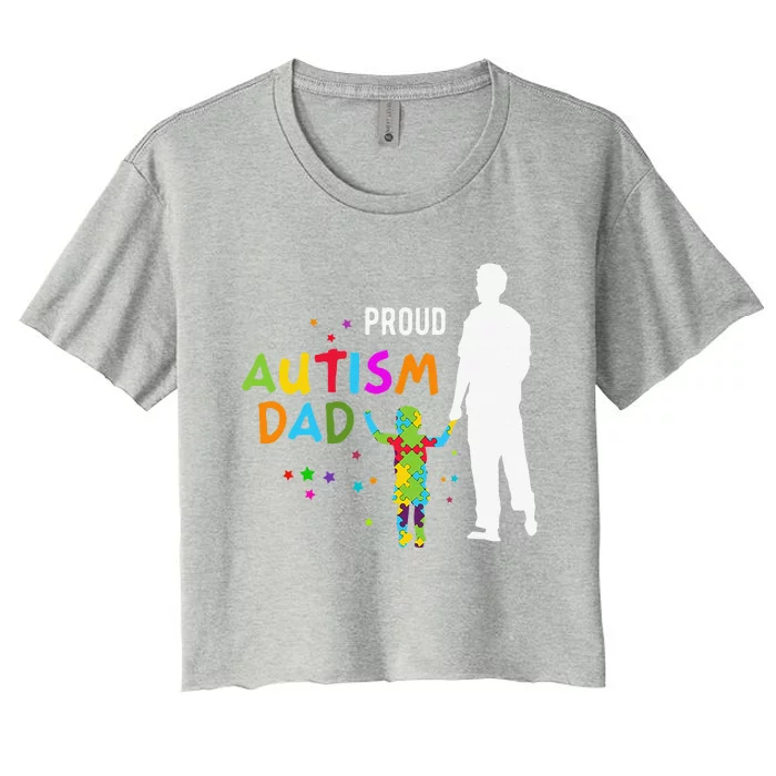 Autism Awareness Gifts For Men Proud Autism Dad Women's Crop Top Tee