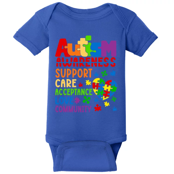 Autism Awareness Gift Support Care Acceptance Ally Gift Baby Bodysuit