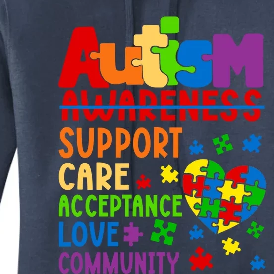 Autism Awareness Gift Support Care Acceptance Ally Gift Women's Pullover Hoodie