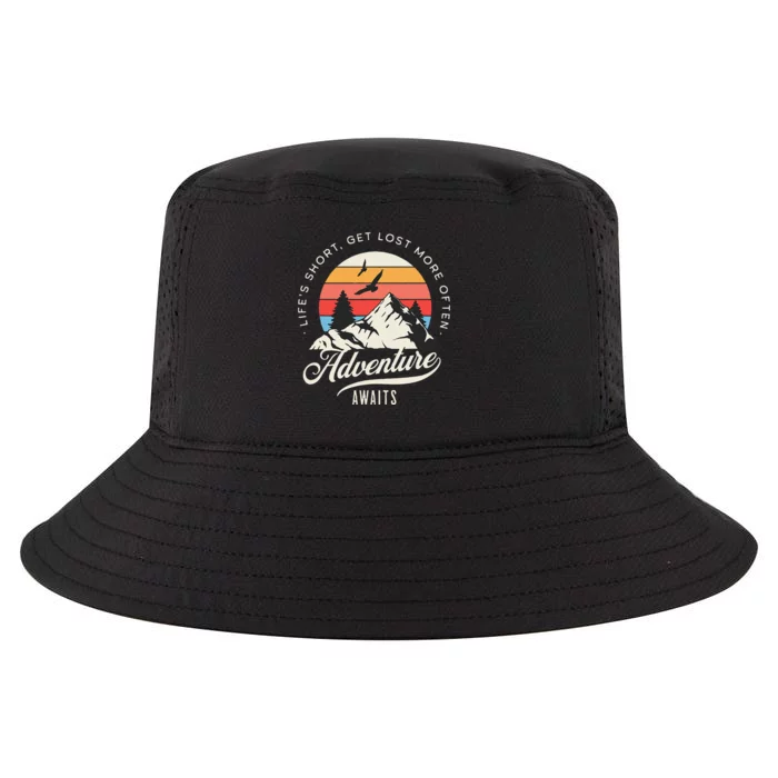 Adventure Awaits Get Lost Mountain Camping Outdoors Cool Comfort Performance Bucket Hat