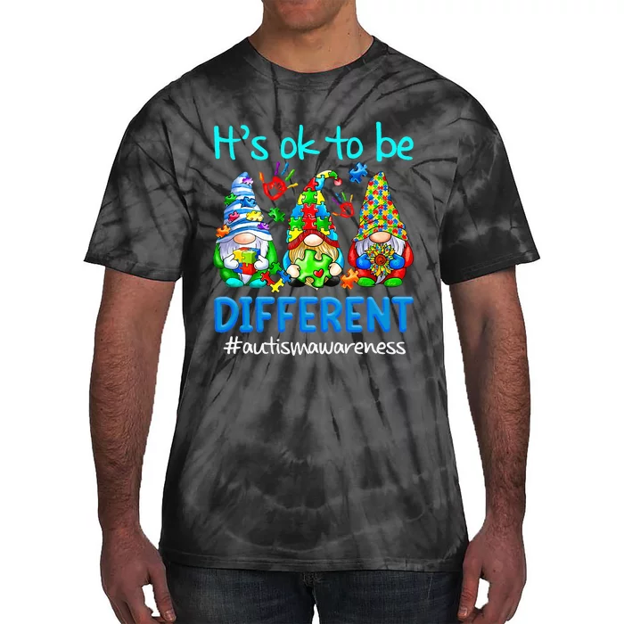 Autism Awareness Gnomes Its Ok To Be Different Tie-Dye T-Shirt