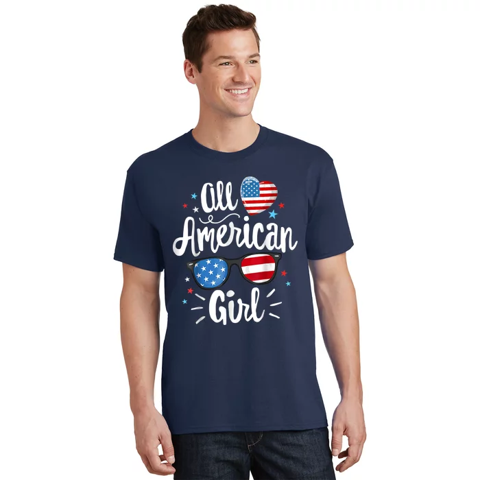 All American Girl Wo American Flag 4th of July Patriotic T-Shirt