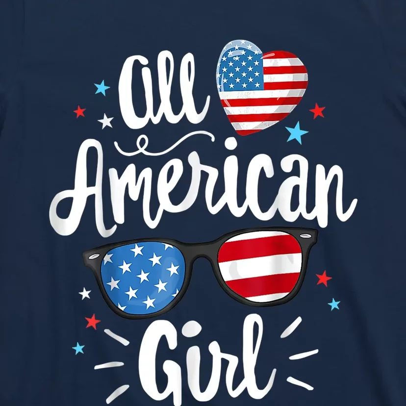 All American Girl Wo American Flag 4th of July Patriotic T-Shirt