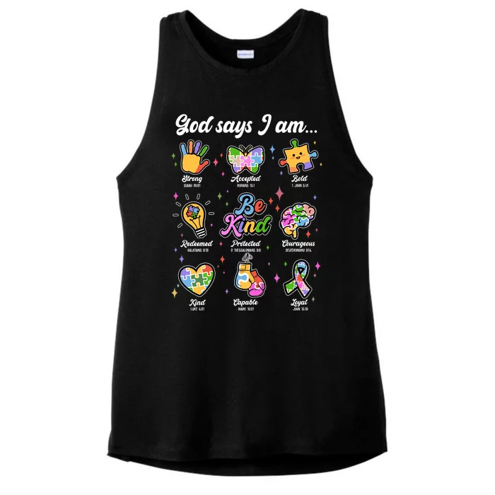 Autism Awareness God Says I Am Ladies Tri-Blend Wicking Tank