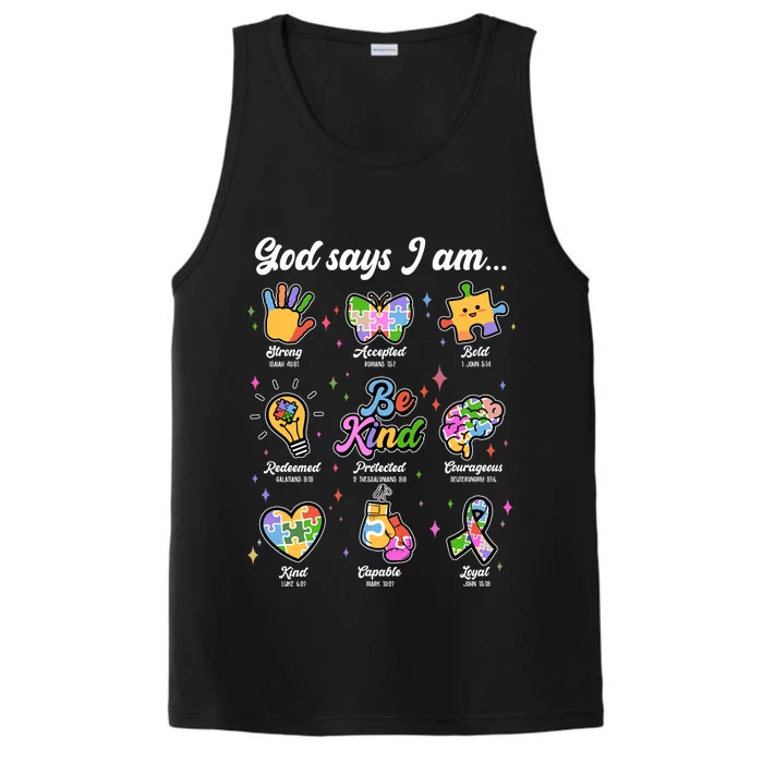 Autism Awareness God Says I Am Performance Tank