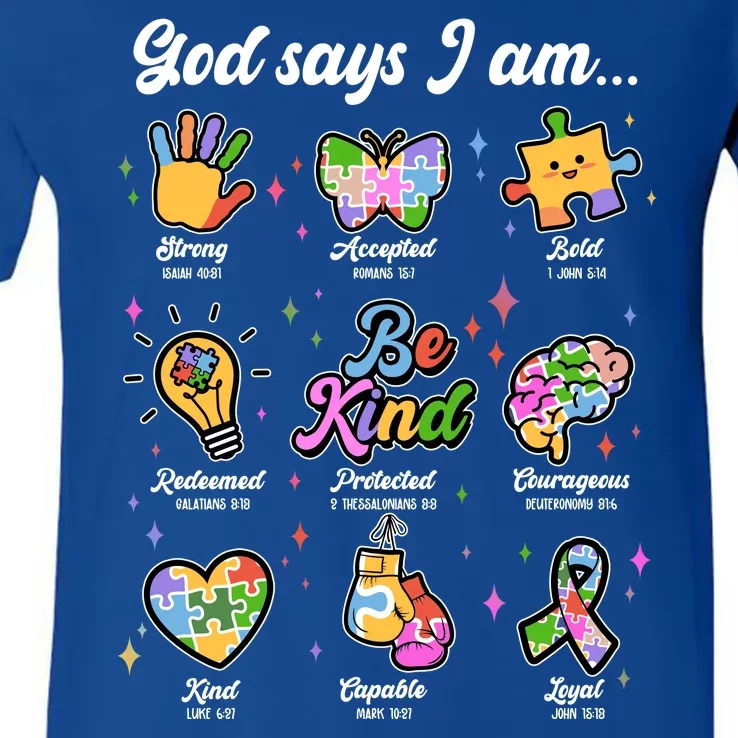 Autism Awareness God Says I Am V-Neck T-Shirt