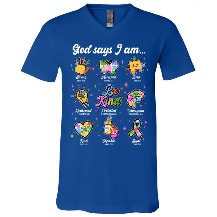 Autism Awareness God Says I Am V-Neck T-Shirt