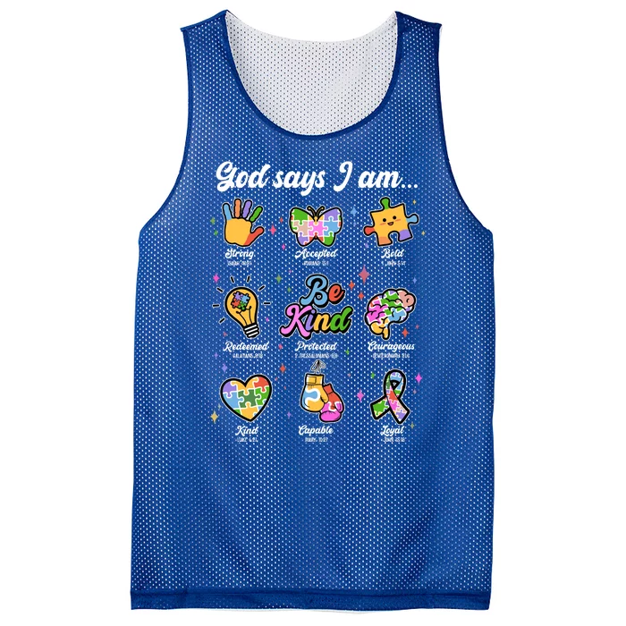 Autism Awareness God Says I Am Mesh Reversible Basketball Jersey Tank