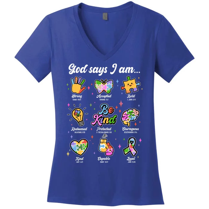 Autism Awareness God Says I Am Women's V-Neck T-Shirt