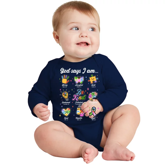 Autism Awareness God Says I Am Baby Long Sleeve Bodysuit