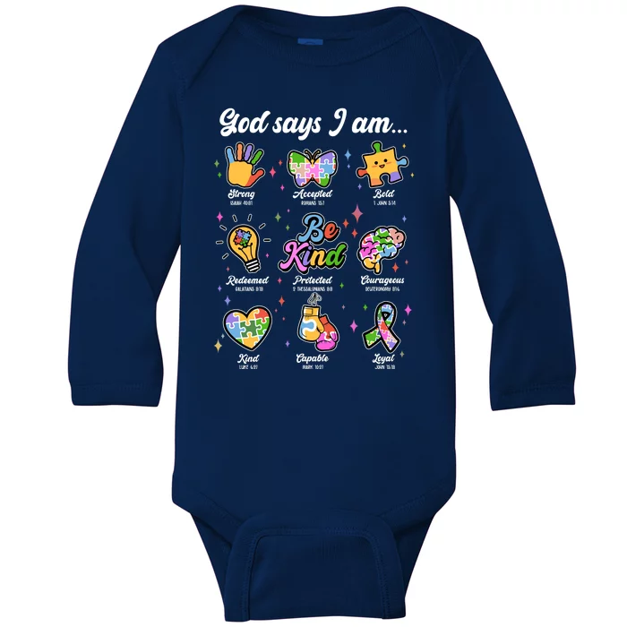 Autism Awareness God Says I Am Baby Long Sleeve Bodysuit