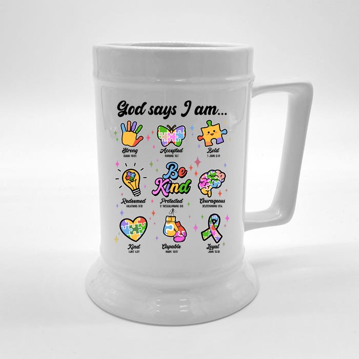 Autism Awareness God Says I Am Front & Back Beer Stein