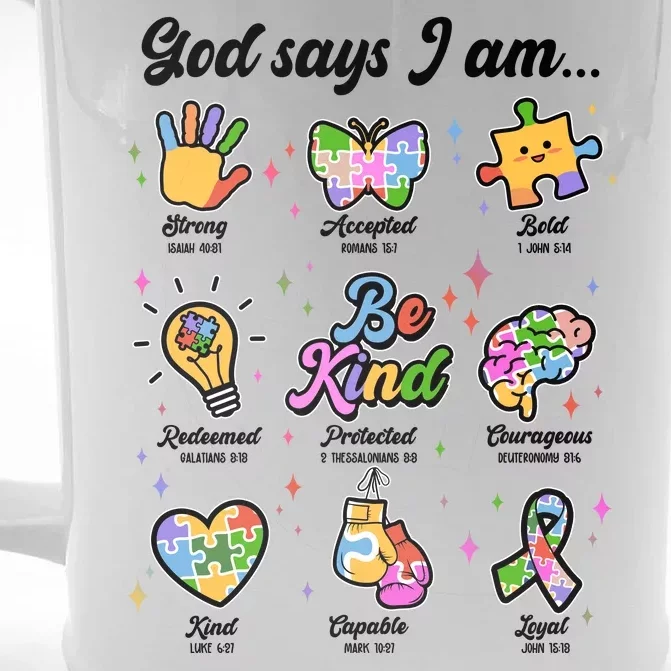 Autism Awareness God Says I Am Front & Back Beer Stein