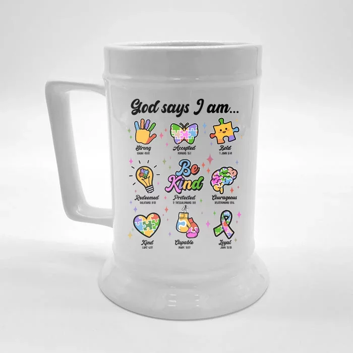 Autism Awareness God Says I Am Front & Back Beer Stein