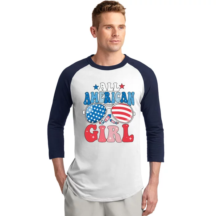 All American Girl Sunglasses 4th Of July Baseball Sleeve Shirt