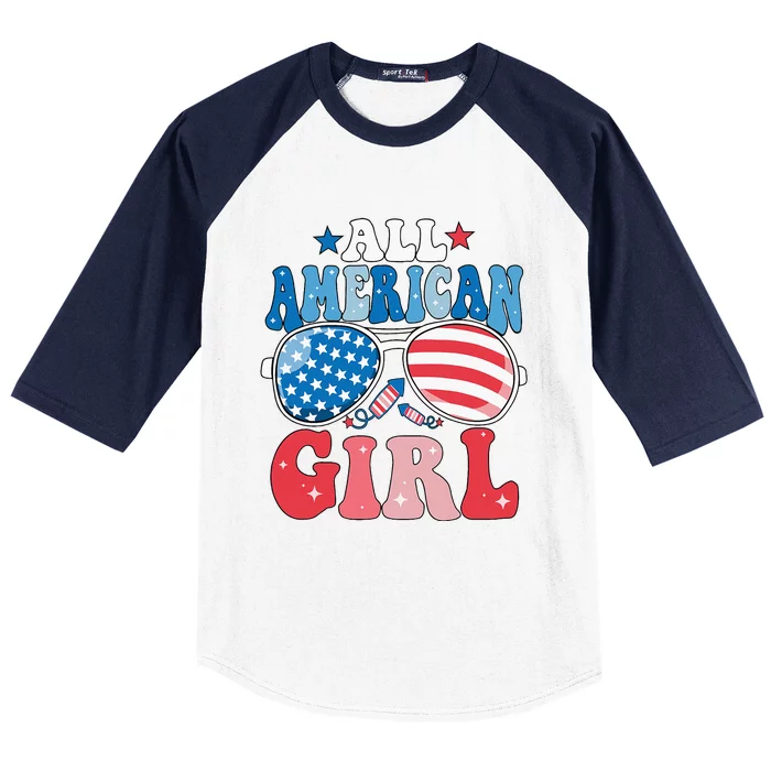 All American Girl Sunglasses 4th Of July Baseball Sleeve Shirt