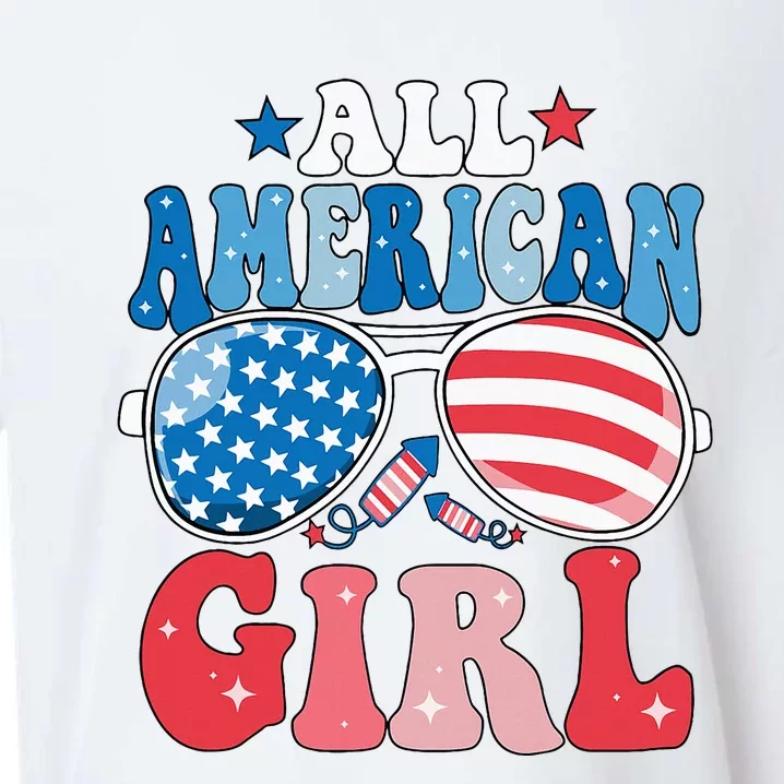 All American Girl Sunglasses 4th Of July Sueded Cloud Jersey T-Shirt