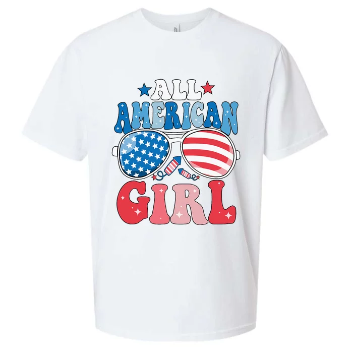 All American Girl Sunglasses 4th Of July Sueded Cloud Jersey T-Shirt