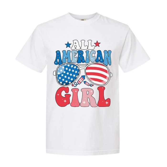 All American Girl Sunglasses 4th Of July Garment-Dyed Heavyweight T-Shirt