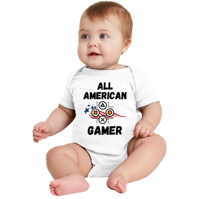 All American Gamer 4th Of July Baby Bodysuit