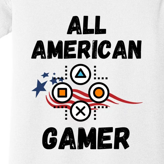 All American Gamer 4th Of July Baby Bodysuit