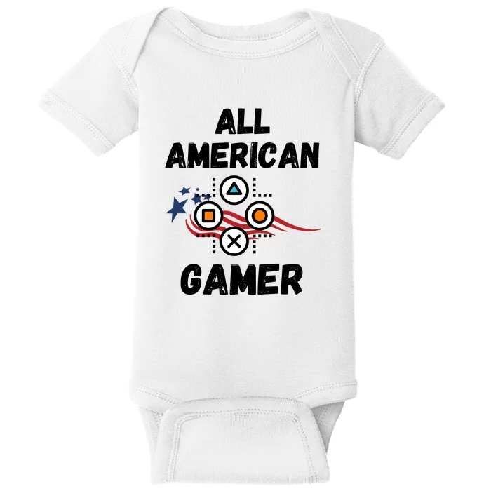 All American Gamer 4th Of July Baby Bodysuit