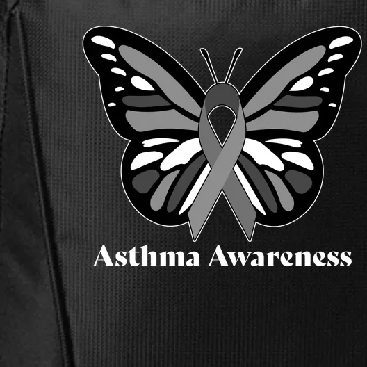 Asthma Awareness Gray Ribbon Butterfly City Backpack