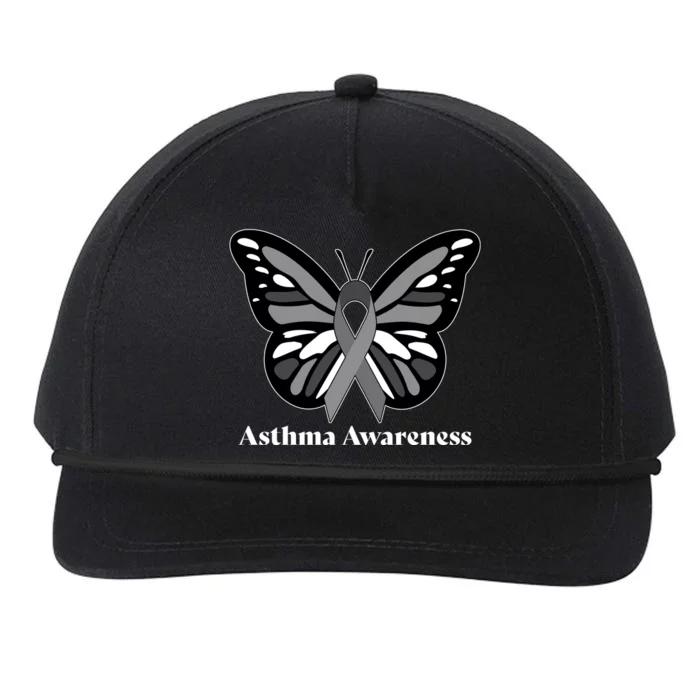 Asthma Awareness Gray Ribbon Butterfly Snapback Five-Panel Rope Hat