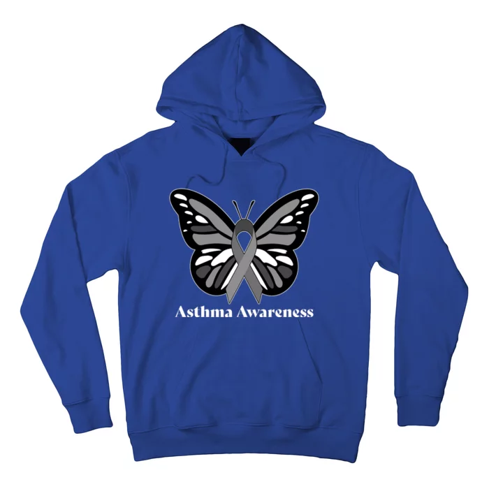 Asthma Awareness Gray Ribbon Butterfly Hoodie