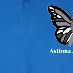 Asthma Awareness Gray Ribbon Butterfly Softstyle Adult Sport Polo