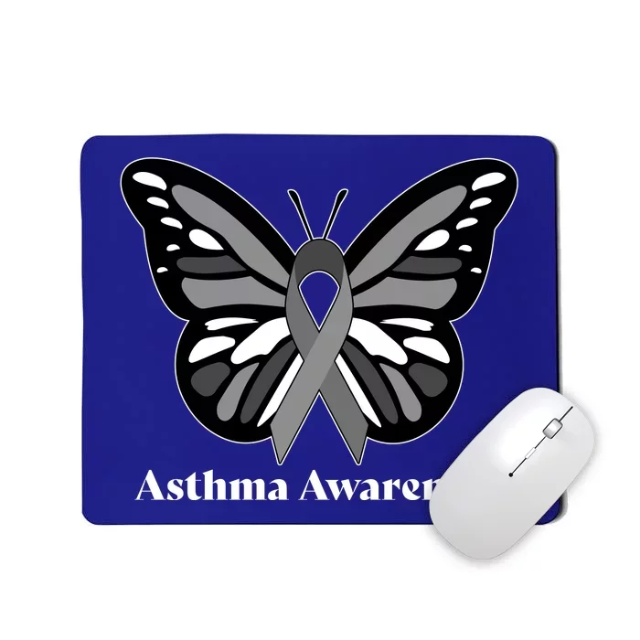 Asthma Awareness Gray Ribbon Butterfly Mousepad