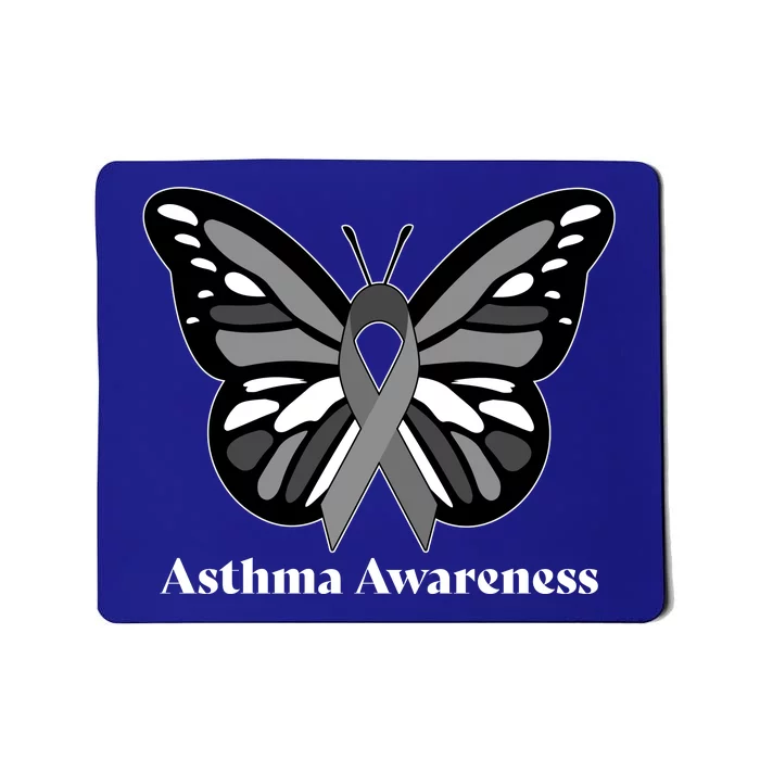 Asthma Awareness Gray Ribbon Butterfly Mousepad