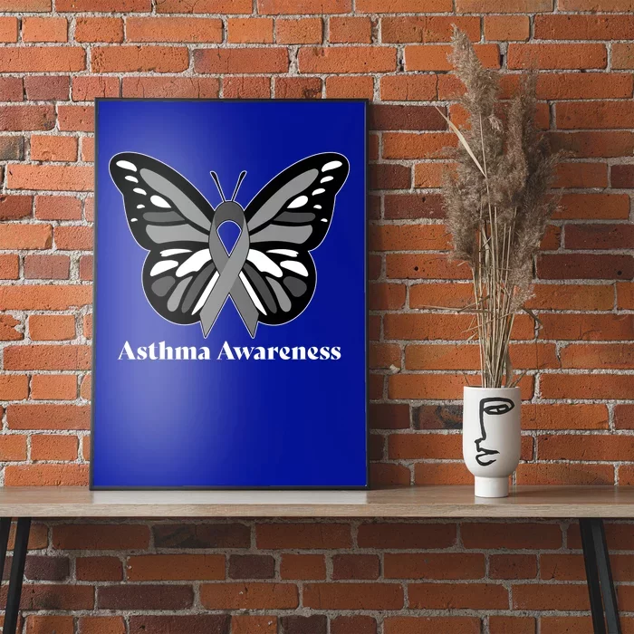 Asthma Awareness Gray Ribbon Butterfly Poster