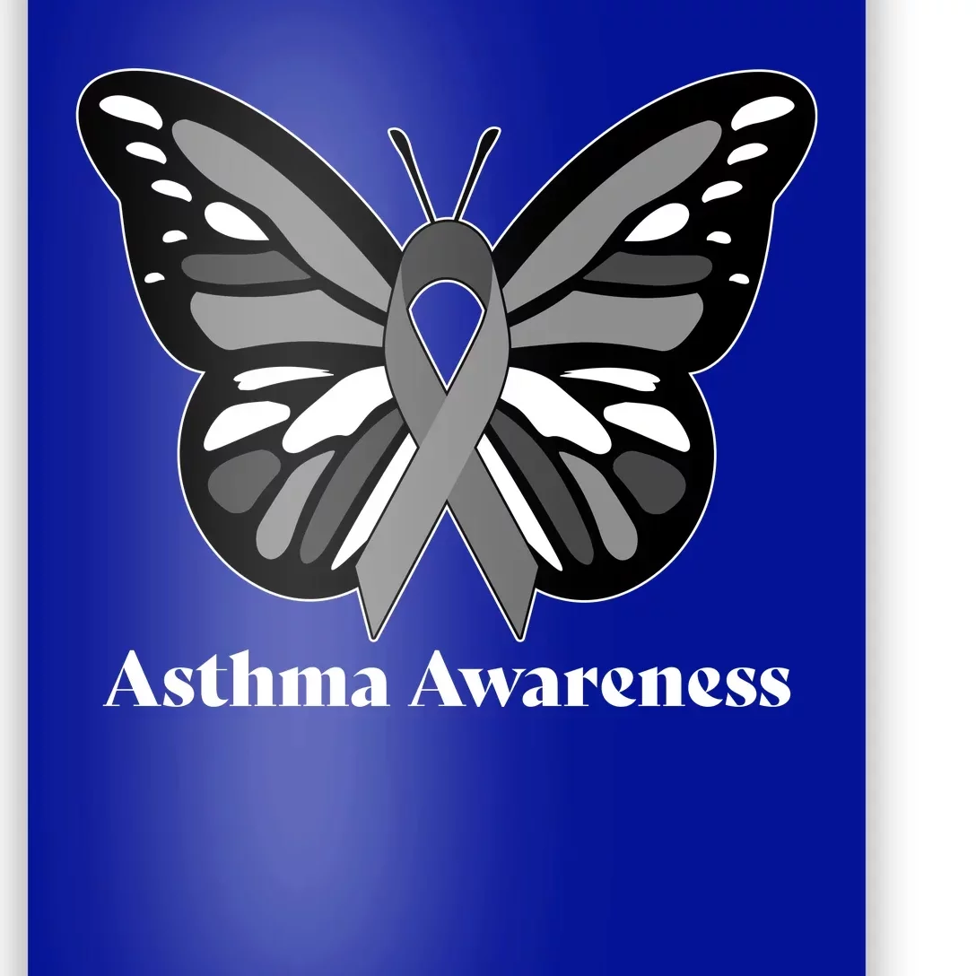 Asthma Awareness Gray Ribbon Butterfly Poster