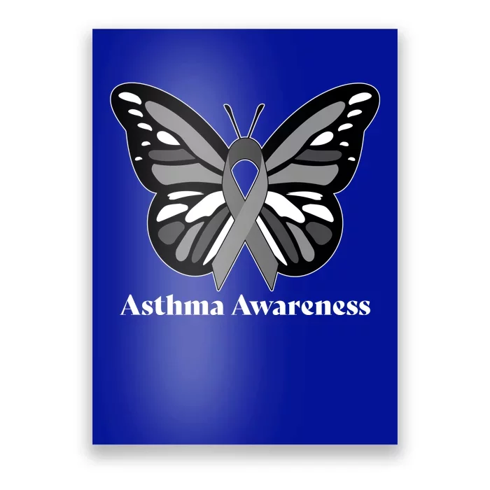 Asthma Awareness Gray Ribbon Butterfly Poster