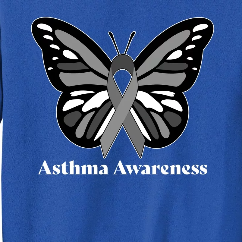 Asthma Awareness Gray Ribbon Butterfly Tall Sweatshirt