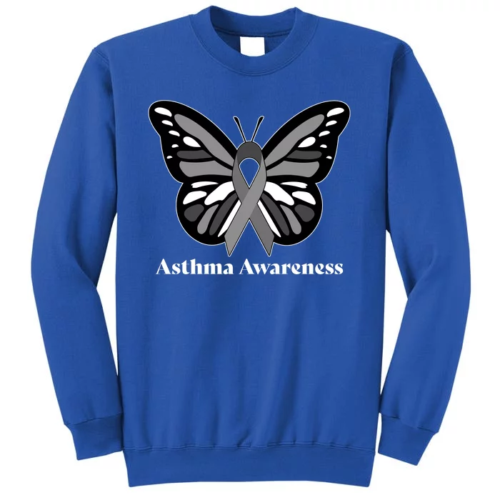 Asthma Awareness Gray Ribbon Butterfly Tall Sweatshirt