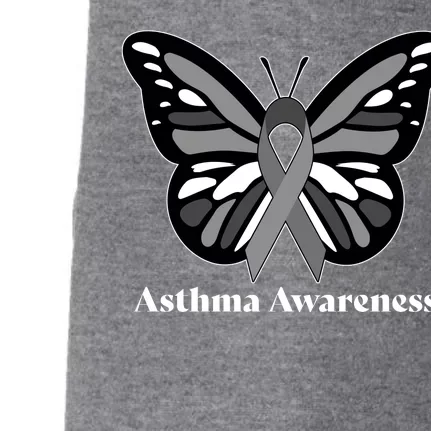 Asthma Awareness Gray Ribbon Butterfly Doggie 3-End Fleece Hoodie