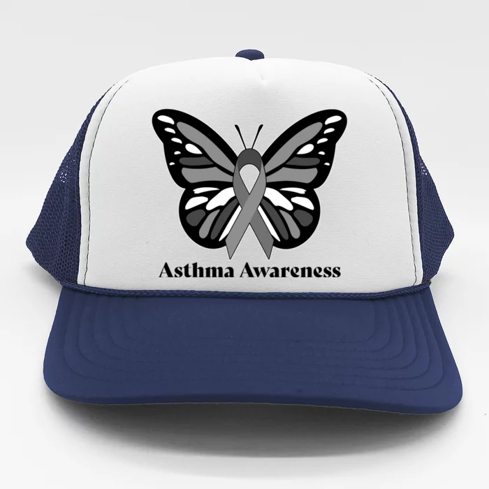 Asthma Awareness Gray Ribbon Butterfly Trucker Hat