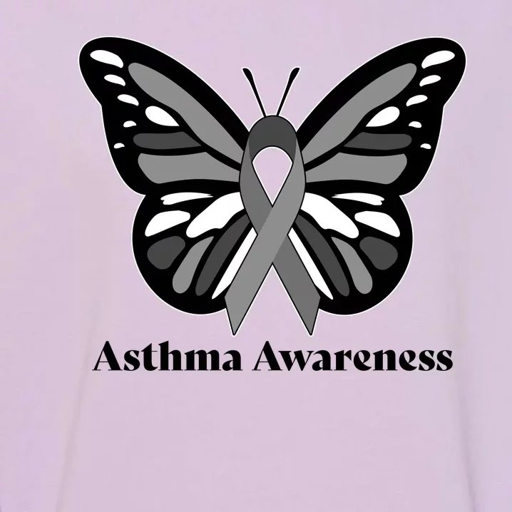 Asthma Awareness Gray Ribbon Butterfly Garment-Dyed Sweatshirt