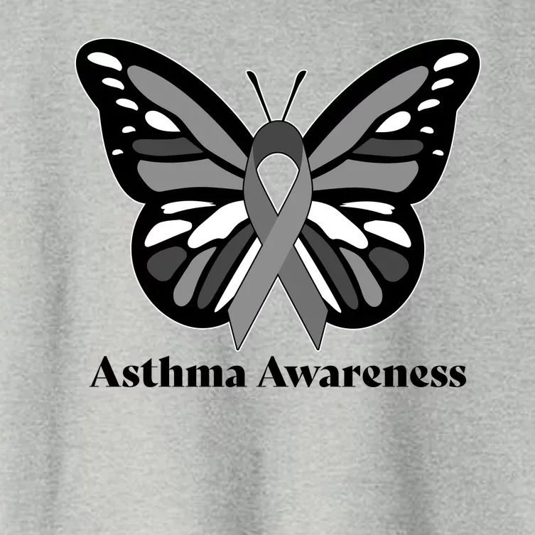 Asthma Awareness Gray Ribbon Butterfly Women's Crop Top Tee